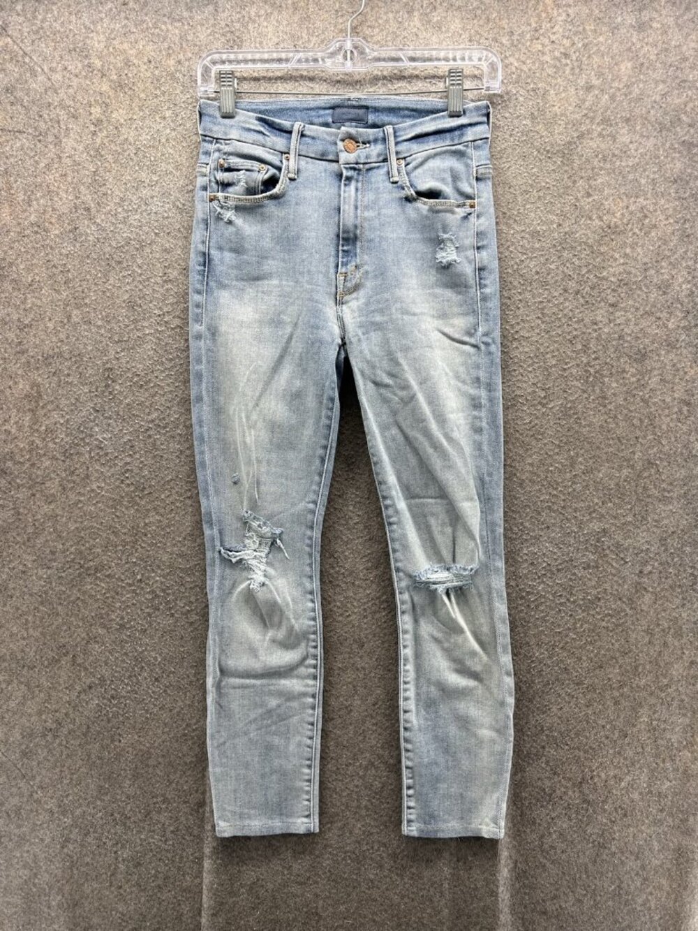 Mother Jeans Womens 24 Blue Light Wash Distressed Mid Rise Slim Skinny Denim
